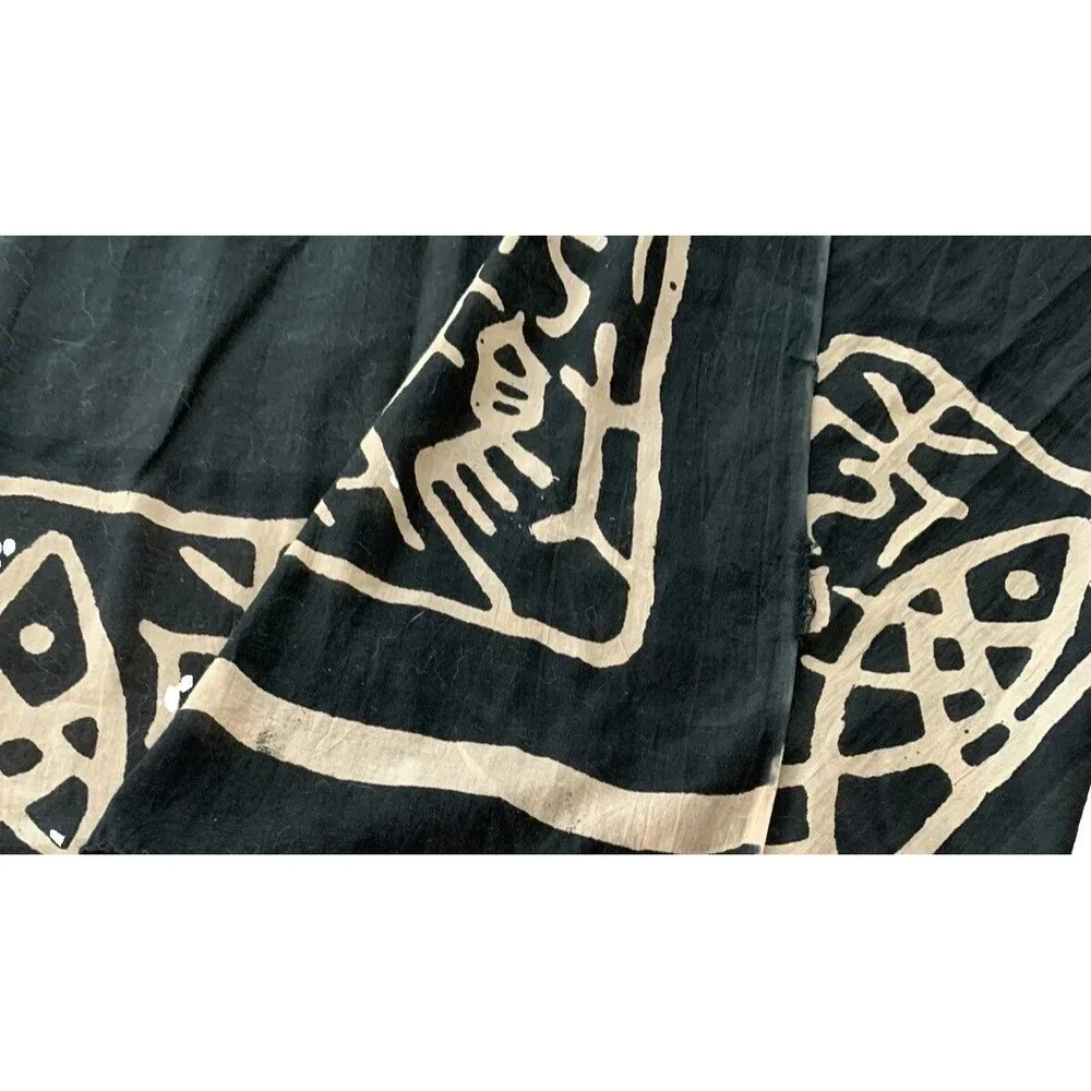 Sarong Hippy Fish Ocean Print Travel Black Tan Symbols Wrap Hippie Boho